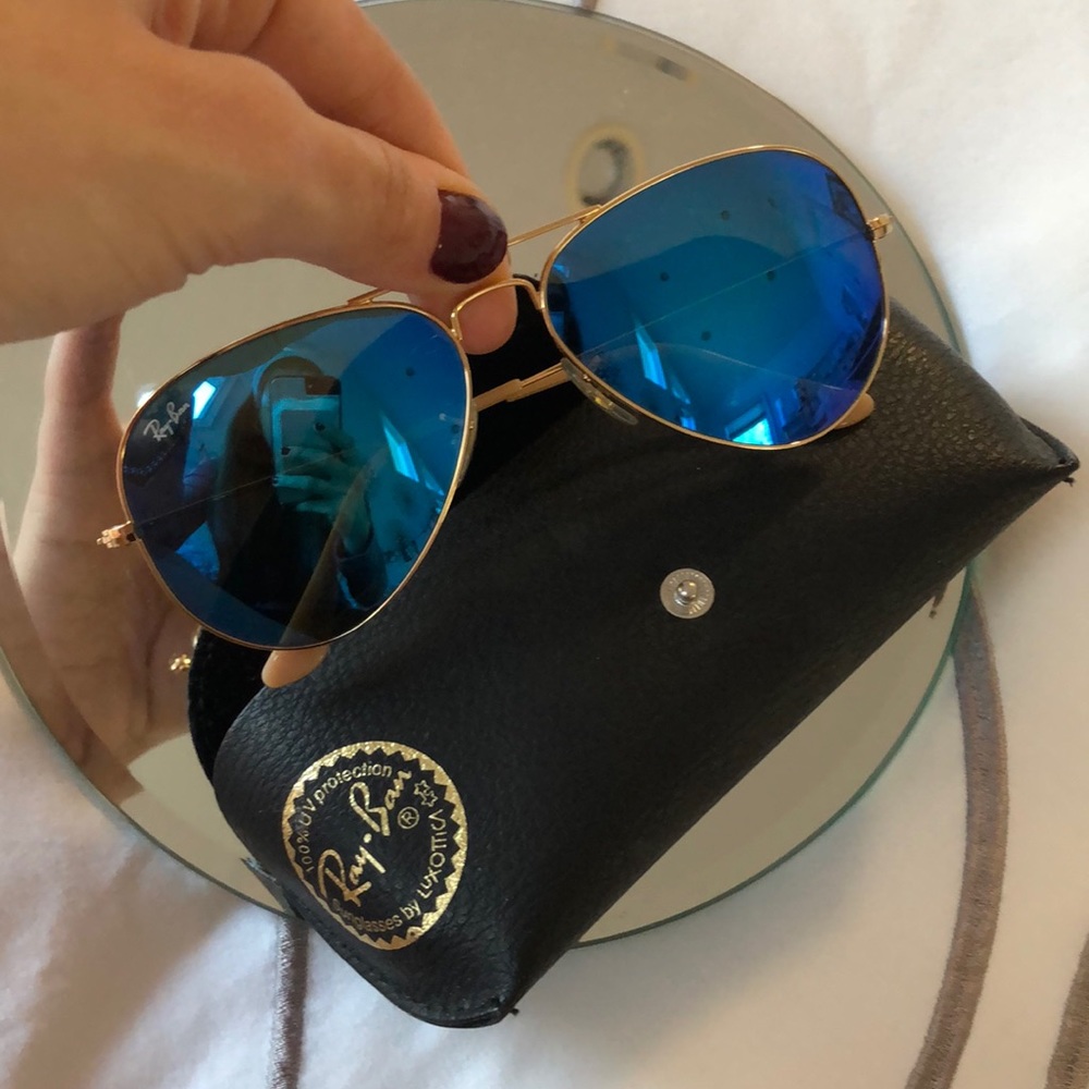 Ray Ban Aviator Reflector Blue Sunglasses
